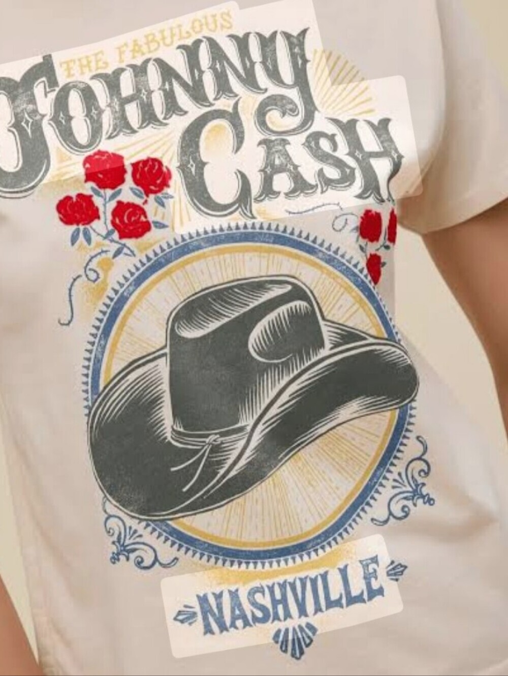 Daydreamer Cream Tee John Cash 🎸 Size Small       Free People *nwot